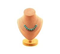Collier 10 perles de turquoise d'Afrique du Sud 8 mm chaîne en acier inoxydable
