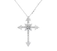 Collier 100% croisé pour les femmes 1Ct Moissanite Diamond Cross Pendant Collier d'anniversaire bijoux