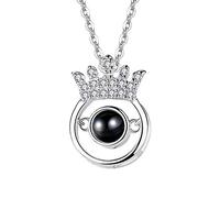Collier 100 Langues Je t'aime Couronne Colliers Birduding Things for Women