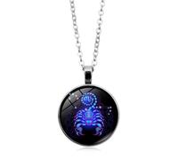 Collier 12 Signes Du Zodiaque,Pendentif En Verre Lion Scorpion, Collier Boule De Cristal, Cadeaux D'Astrologie D'Anniversaire Pour Femmes Et Hommes, Scorpion, 45 Cm + 5 Cm