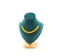 Collier 15 perles agate jaune 8 mm en acier inoxydable