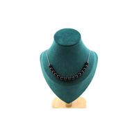 Collier avec 15 perles d'agate noire 8 mm, chaîne en acier inoxydable