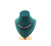 Collier 15 perles d'auralite du Canada. Chaîne en acier inoxydable