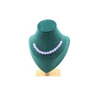 Collier 15 perles de calcédoine lavande 8 mm en acier inoxydable
