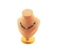 Collier 15 perles en cordiérite-olite de Madagascar. Chaîne en acier inoxydable