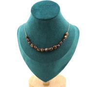 Collier 15 perles de bronzite du Brésil. Chaîne en acier inoxydable