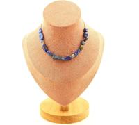 Collier 15 perles de lapis-lazuli du Pakistan. Chaîne en acier inoxydable