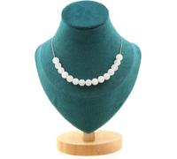 Collier 15 perles de pierre de lune 8 mm chaîne en acier inoxydable