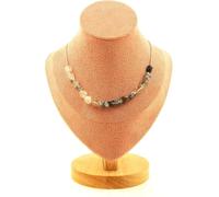 Collier 15 perles de quartz avec des inclusions de tourmaline du Brésil. Chaîne en acier inoxydable
