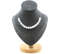 Collier 15 perles de quartz brisées du Brésil 8 mm chaîne en acier inoxydable