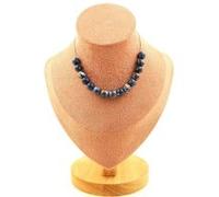 Collier 15 perles Jaspe bleu 8 mm chaîne inox - A Bijoux