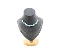 Collier 15 perles de Larimar de la République Dominicaine. Chaîne en acier inoxydable