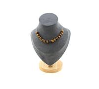 Collier 15 perles Oeil de Tigre 8 mm chaîne inox - A Bijoux Multicolore G