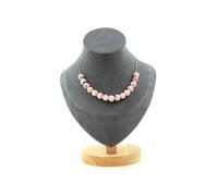 Collier 15 perles opale rose 8 mm en acier inoxydable
