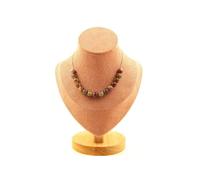 Collier avec 15 perles de tourmaline bicolores 8 mm, chaîne en acier inoxydable