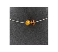 collier de 2 perles. Ambre véritable de la Baltique. Chaîne en acier inoxydable