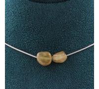 Collier 2 perles Apatite jaune de Madagascar chaîne inox - A Bijoux Jaune G