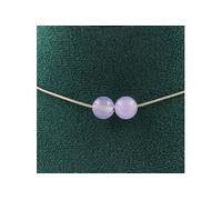 Collier 2 perles de calcédoine lavande 8 mm en acier inoxydable