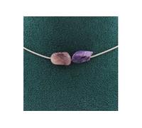 Collier 2 perles de charoïte de Russie. Chaîne en acier inoxydable