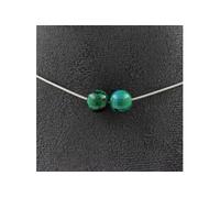 Collier avec 2 perles de chrysocolle teintées, chaîne en acier inoxydable de 8 mm