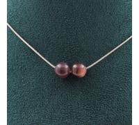 Collier 2 perles de rubis de Mogok, Birmanie, Myanmar Qualité 2A 8 mm Chaîne en acier inoxydable