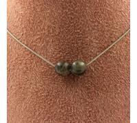 Collier 2 perles de saphir de Mogok, Birmanie, Myanmar Qualité 2A 8 mm Chaîne en acier inoxydable
