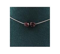 Collier 2 perles de grenat de spessartite du Mozambique. Chaîne en acier inoxydable