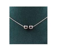 Collier avec 2 perles d'hématite 8 mm chaîne en acier inoxydable