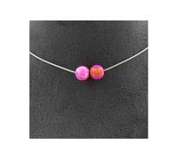 Collier avec 2 perles de jaspe jaune-rose 8 mm, chaîne en acier inoxydable