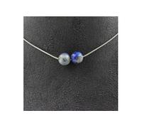 Collier 2 perles de lapis-lazuli du Pakistan. Qualité 5A 8 mm chaîne en acier inoxydable