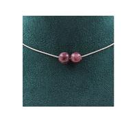 Collier 2 perles Lépidolite 8 mm chaîne inox - A Bijoux Multicolore