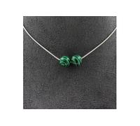 Collier 2 perles Malachite (avec résine) 8 mm chaîne inox - A Bijoux Multicolore G