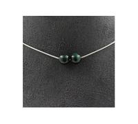 Collier avec 2 perles en malachite du Congo, qualité 7A, chaîne en acier inoxydable de 8 mm