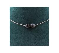 Collier 2 perles Oeil de faucon 8 mm chaîne inox - A Bijoux
