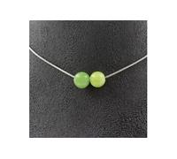 Collier 2 perles Péridot 8 mm chaîne inox - A Bijoux Multicolore