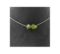 Collier 2 perles Péridot de Myanmar (Birmanie) chaîne inox - A Bijoux