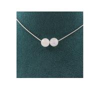 Collier avec 2 perles de pierre de lune 8 mm chaîne en acier inoxydable