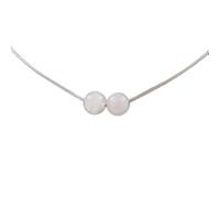 Collier avec 2 perles de pierre de lune du Sri Lanka, chaîne en acier inoxydable de 8 mm