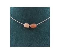 collier 2 perles pierre de soleil de Tanzanie chaîne en acier inoxydable