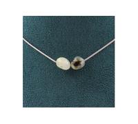 Collier 2 perles Préhnite du Canada chaîne inox - A Bijoux Multicolore G