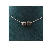 Collier avec 2 perles de pyrite espagnole, chaîne en acier inoxydable de 8 mm