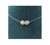 Collier avec 2 perles de quartz rutile en or du Brésil. Chaîne en acier inoxydable