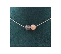 Collier avec 2 perles de quartz hématoïde de Madagascar. Chaîne en acier inoxydable de 8 mm