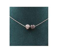 Collier avec 2 perles noires de quartz rutile 8 mm, chaîne en acier inoxydable