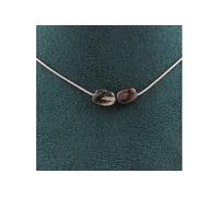 Collier avec 2 perles vertes de quartz rutile du Brésil. Chaîne en acier inoxydable