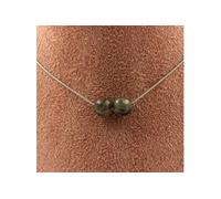 Collier 2 perles de saphir de Mogok, Birmanie, Myanmar Qualité 2A 8 mm Chaîne en acier inoxydable