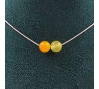 Collier 2 perles Sardonyx jaune 8 mm chaîne inox - A Bijoux Jaune G