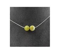 Collier avec 2 perles serpentines 8 mm chaîne en acier inoxydable