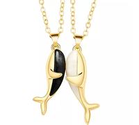 Collier 2 pièces Baleine câlin magnétique Couple Collier Amoureux Pendentif Couple Collier pour Femmes Hommes Mode Bijoux Saint Valentin Cadeau à la Mode