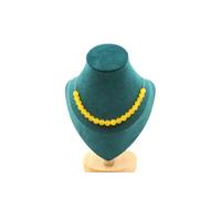 Collier 20 perles agate jaune 8 mm en acier inoxydable